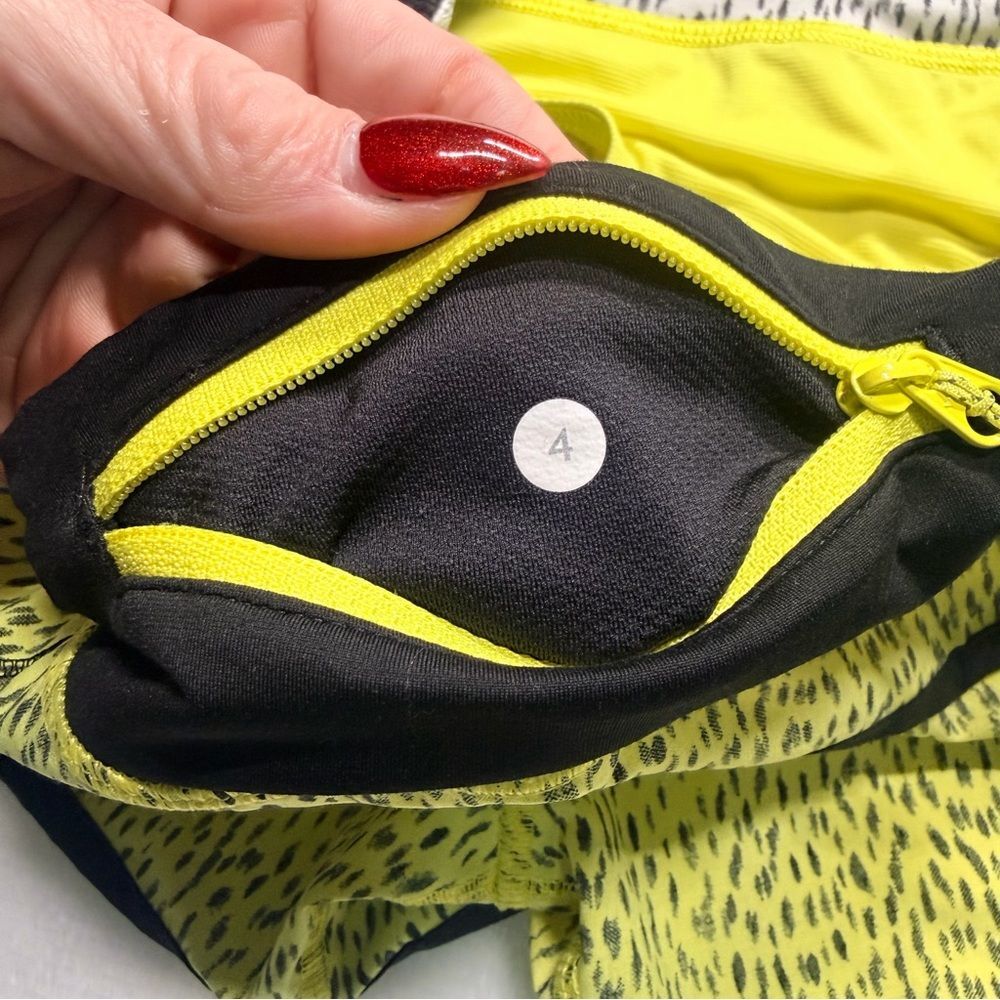 Lululemon Speed Up Shorts 2.5” Dottie Dash Clarity Yellow Black Sz 4 - Picture 5 of 9
